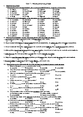 Bài tập Tiếng Anh Lớp 10 - Unit 7 World population